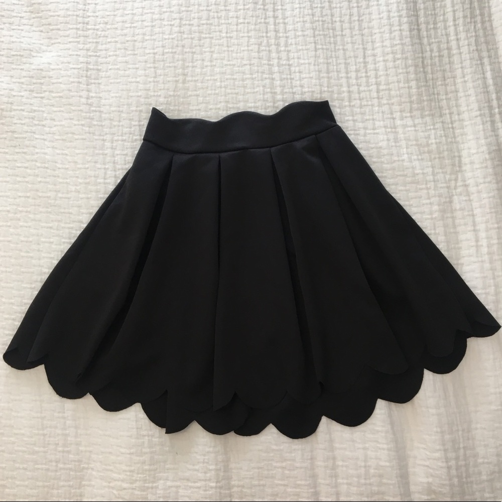 Black Scalloped Mini Skirt